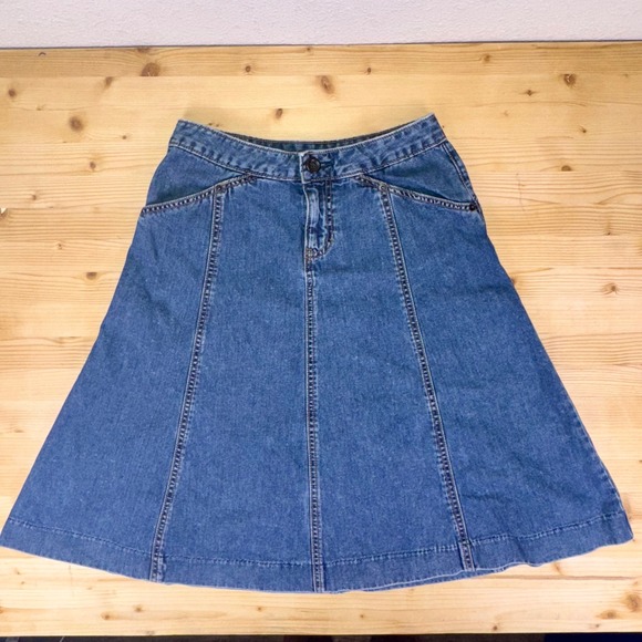 GAP Dresses & Skirts - GAP Denim A-Line Midi Skirt Size 2 Blue High Waist Y2K 90s Cotton Jean Skirt